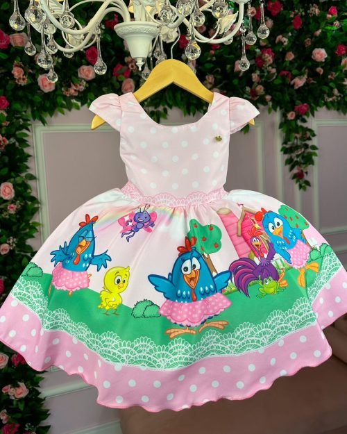Vestido Infantil Temáticos Kids Galinha Pintadinha