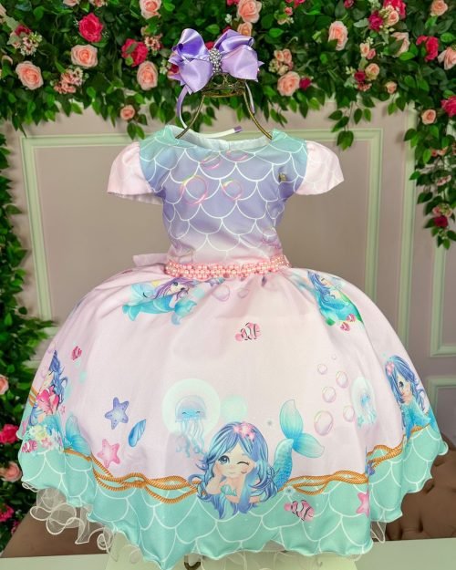 Vestido Infantil Temático Kids Sereia – Fundo do Mar