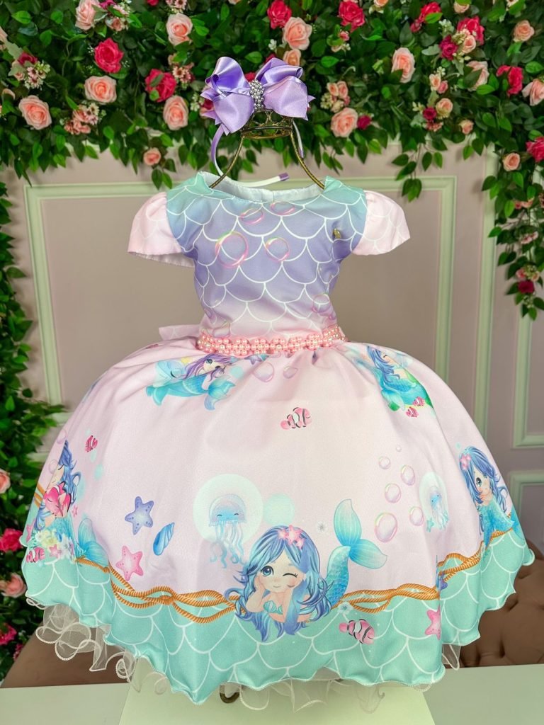 Vestido Infantil Temático Kids Sereia – Fundo do Mar
