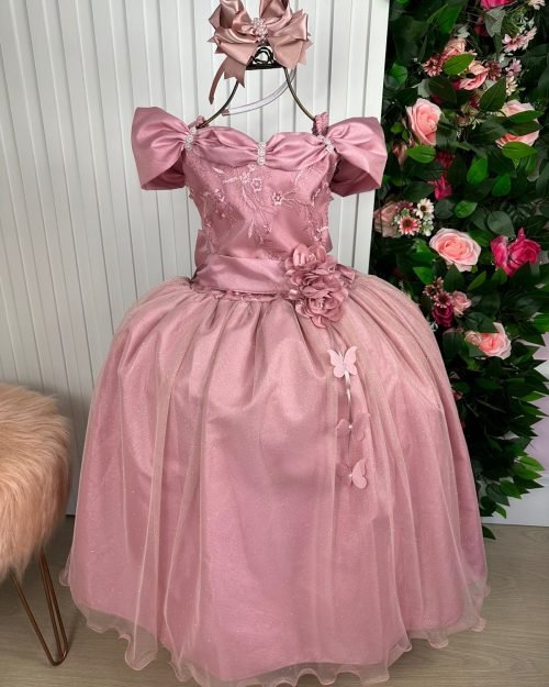 Vestido Marie Longo Manga Princesa Rose