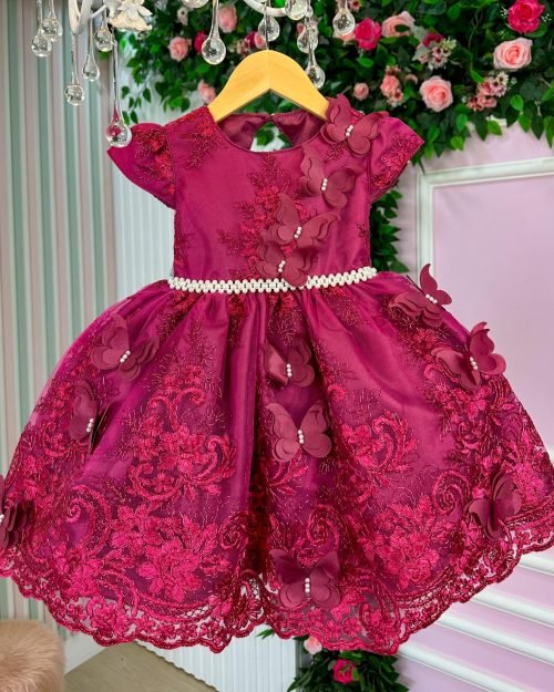 Vestido Marie Jardim Encantado Luxo Marsala