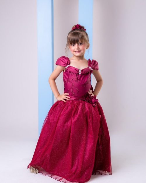 Vestido Marie Longo Manga Princesa Marsala