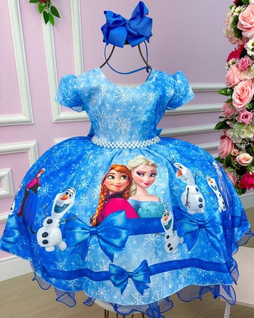 Vestido Infantil Temático da Gigi Frozen Azul