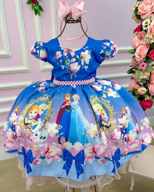Vestido Infantil Temáticos da Gigi Frozen Florido