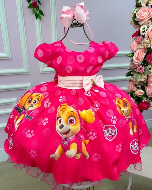 Vestido Infantil Temático da Gigi Patrulha Canina- Sky