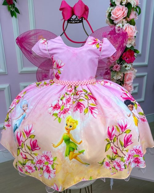 Vestido Infantil Temáticos da Gigi Fadas – Tinker Bell Rosa