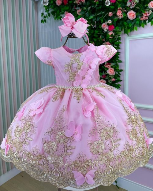 Vestido Marie Jardim Encantado Luxo Rosa Modelo 2