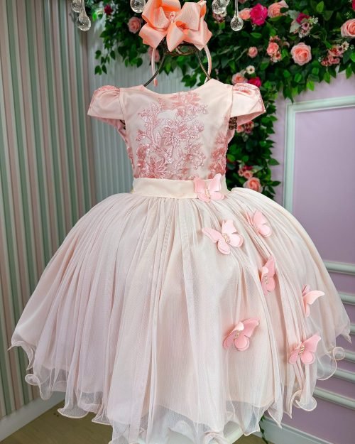 Vestido Juvenil Vila Lelê Salmão Borboletas