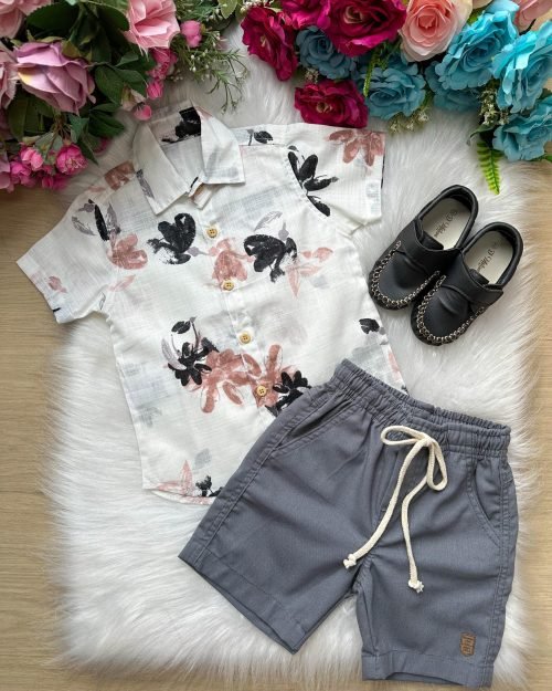 Conjunto Meninos Lucas Banana Club Shorts Camisa Off Florida