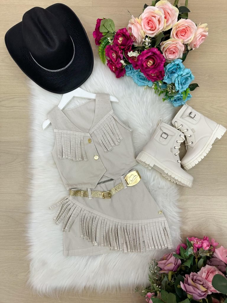 Conjunto Blogueirinha Boiadeira Maraisa Jeans Off
