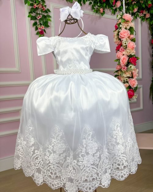 Vestido Enjoy Longo Dani Branco Rendado