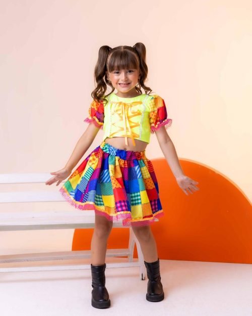 Conjunto Junino Banana Club Luxo Manu Verde Neon